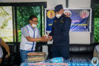 Handing over essential items at Kathmandu