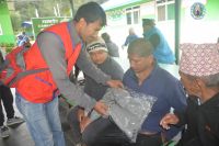 warm cloth distribution at Pokhara