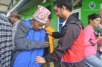 warm cloth distribution at Pokhara
