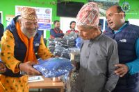 warm cloth distribution at Pokhara
