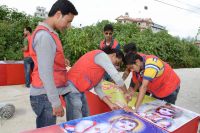 DYC members preparing for Janmastami at Shyama Shyam Dham,Thimi