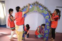 DYC members preparing for Janmastami at Shyama Shyam Dham,Thimi