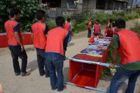 DYC members preparing for Janmastami at Shyama Shyam Dham,Thimi