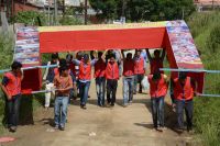 DYC members preparing for Janmastami at Shyama Shyam Dham,Thimi