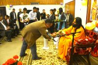 SWAMI JI DELIVERING HIS LECTURE 