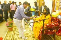 SWAMI JI DELIVERING HIS LECTURE 