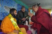 Vice-Chairman of Lumbini Development Trust, Acharya Karma Sangbo Sherpa with Swami Shree Haridas Ji