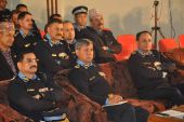 Inspector General of Police(IGP)Mr. Kuber singh Rana(Center) and Additional Inspector General of Police(Front Left and Right)at Respected SwamiJi's Discourses