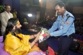 Deputy Inspector General,Mr. Rajendra Singh Bhandari Greeting to Respected swami Shree Haridas Ji